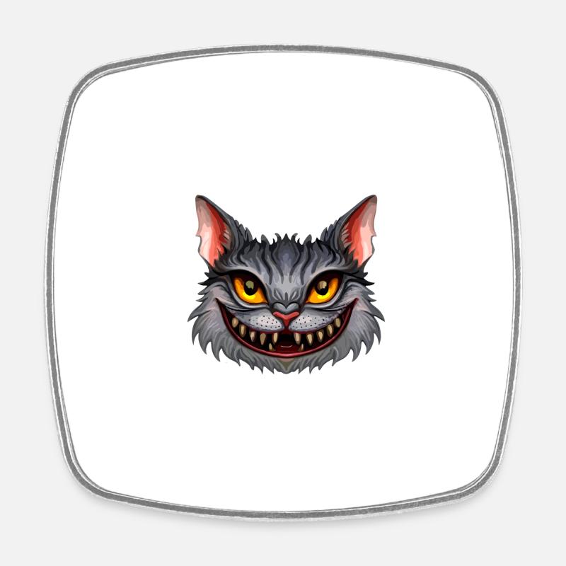 Scary cat - Square fridge magnet - white