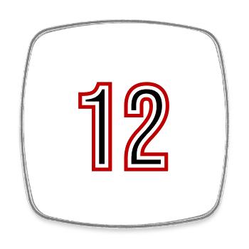 Maillot 12 Années - Magnet carré - blanc - Devant