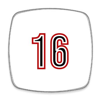 Maillot 16 Années Numéros - Magnet carré - blanc - Devant