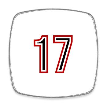 Maillot 17 Nombre d’années - Magnet carré - blanc - Devant