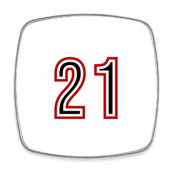 Maillot 21 Nombre d’années - Magnet carré - blanc - Devant