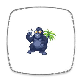 Gorilla Summer Beach Comic - Square fridge magnet - white - Front