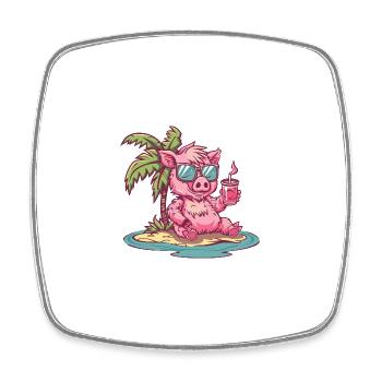 Pig Summer Wild Boar - Square fridge magnet - white - Front