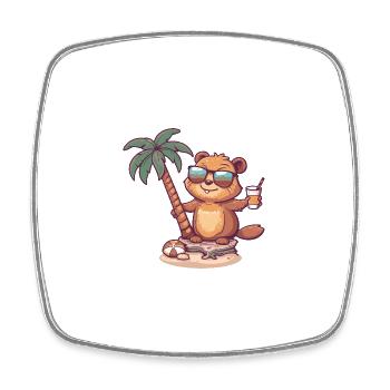 Biber Sommer Strand Comic - Viereckiger Kühlschrankmagnet - Weiß - Vorne