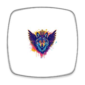 Wolf Wappen Porträt Bunt - Viereckiger Kühlschrankmagnet - Weiß - Vorne