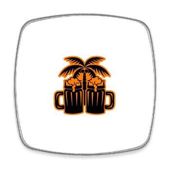 Beer Beach Palm Trees Island - Square fridge magnet - white - Front