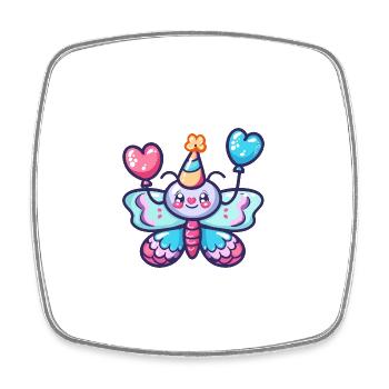 Papillon Anniversaire BD - Magnet carré - blanc - Devant