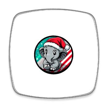 Éléphant Noël Noël - Magnet carré - blanc - Devant