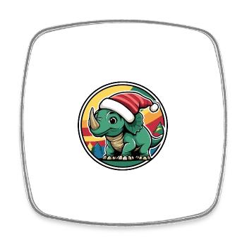 Dinosaur triceratops Christmas Christmas - Square fridge magnet - white - Front