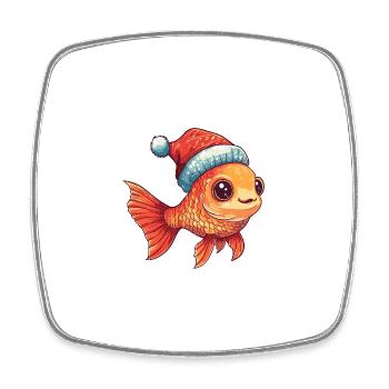 Bande dessinée de Noël Goldfish - Magnet carré - blanc - Devant