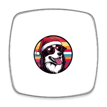 Border Collie Hund Weihnachten Cool - Viereckiger Kühlschrankmagnet - Weiß - Vorne