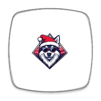 Husky chien Noël cool - Magnet carré - blanc - Devant