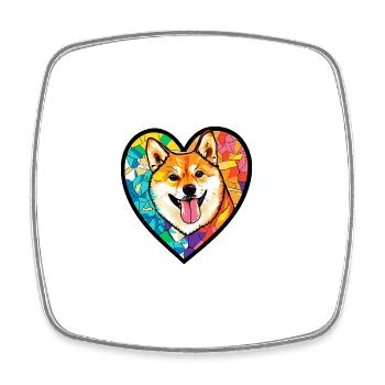 Shiba Inu Hund Herz Love - Viereckiger Kühlschrankmagnet - Weiß - Vorne