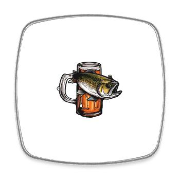 Pêche Pêche Bière - Magnet carré - blanc - Devant