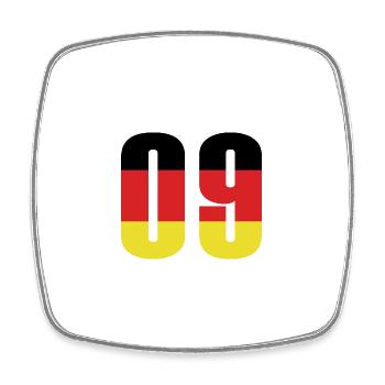 9 Numéro Allemagne Maillot - Magnet carré - blanc - Devant