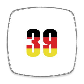 39 Zahl Deutschland Trikot - Viereckiger Kühlschrankmagnet - Weiß - Vorne