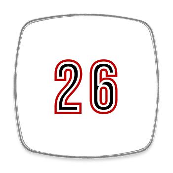 Maillot 26 Années - Magnet carré - blanc - Devant