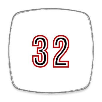 32 Number Years Jersey - Square fridge magnet - white - Front