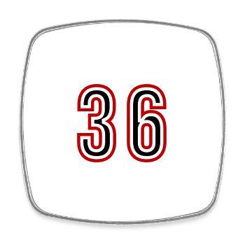 36 Number Years Jersey - Square fridge magnet - white - Front