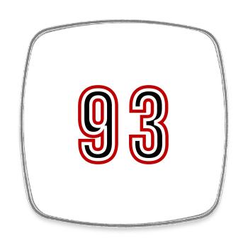 93 Number Years Jersey - Square fridge magnet - white - Front
