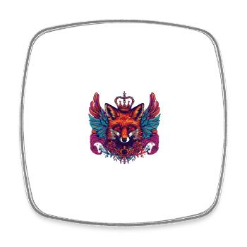 Fuchs Wappen Porträt Bunt - Viereckiger Kühlschrankmagnet - Weiß - Vorne
