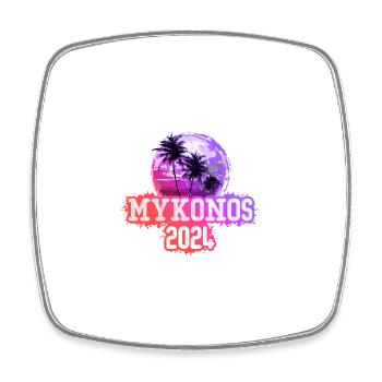 Mykonos 2024 Palm Trees - Square fridge magnet - white - Front