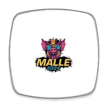 Malle 2024 Cochon de fête - Magnet carré - blanc - Devant
