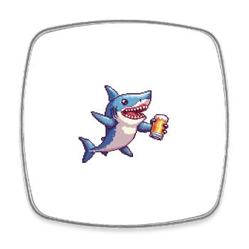 Shark Beer Pixel - Square fridge magnet - white - Front