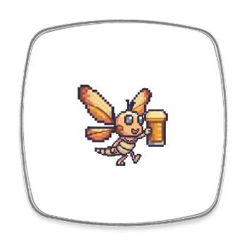 Libellule bière pixel - Magnet carré - blanc - Devant