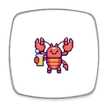 homard crabe bière pixel - Magnet carré - blanc - Devant