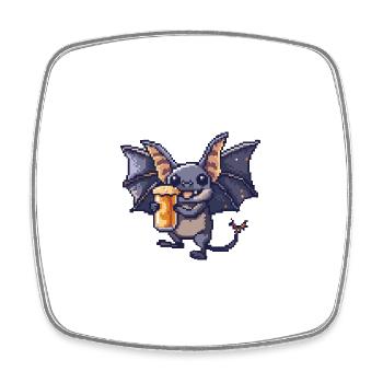 Fledermaus Bier Pixel - Viereckiger Kühlschrankmagnet - Weiß - Vorne