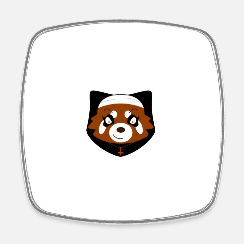 Red panda disguised as a nun for Halloween - Square fridge magnet - white