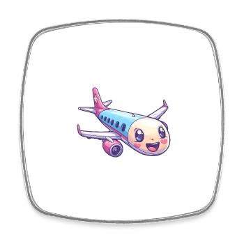 Niedliches Flugzeug - Viereckiger Kühlschrankmagnet - Weiß - Vorne