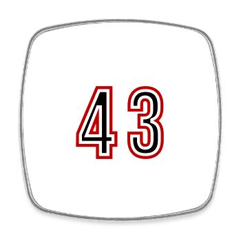 Maillot 43 Nombre d’années - Magnet carré - blanc - Devant