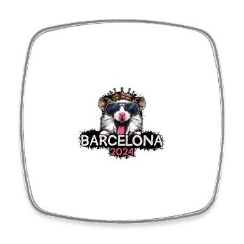 Barcelone 2024 Hamster de fête - Magnet carré - blanc - Devant