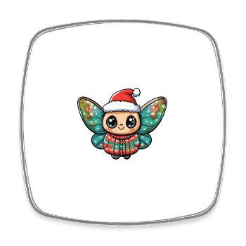 Bande dessinée de Noël papillon - Magnet carré - blanc - Devant