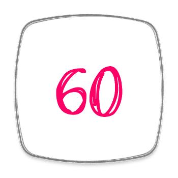 60 JAHRE. 60-JÄHRIGES JUBILÄUM. GEBURTSTAG 60 JAHRE. 60 - Viereckiger Kühlschrankmagnet - Weiß - Vorne