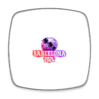 Palmiers de Barcelone 2024 - Magnet carré - blanc - Devant