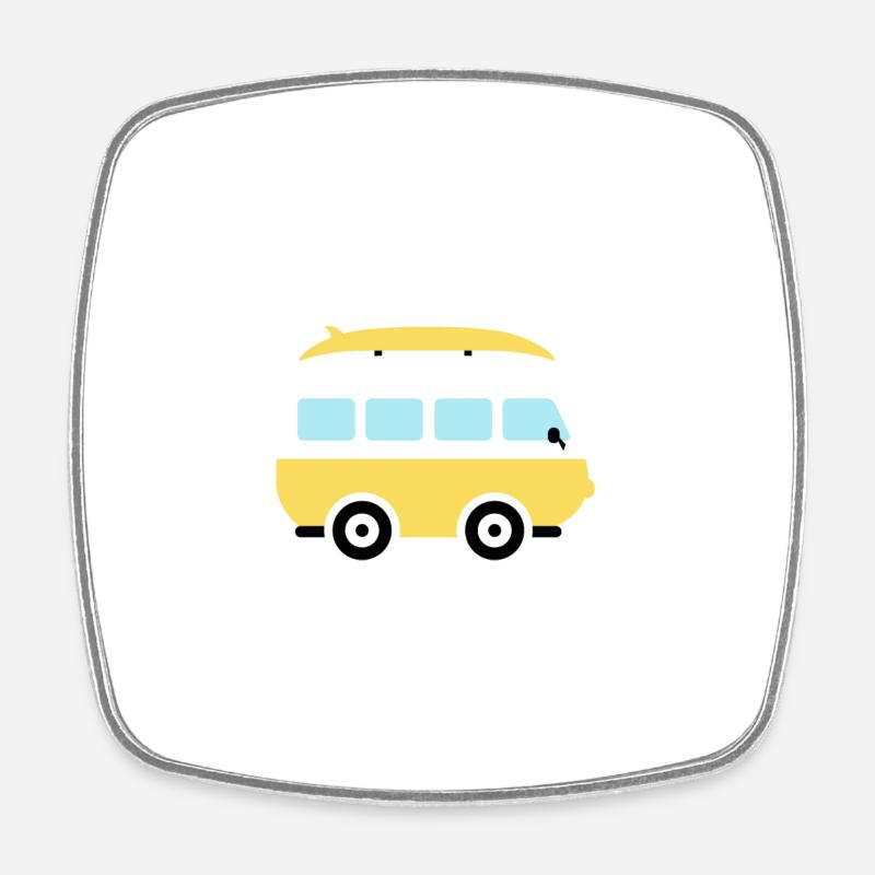 Petit van jaune - Magnet carré - blanc