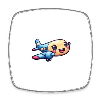 Avion mignon - Magnet carré - blanc - Devant