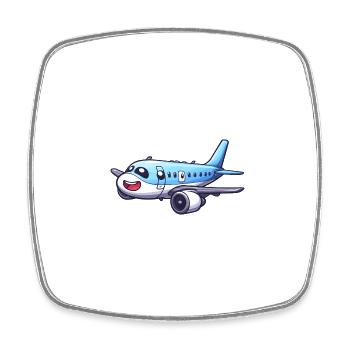 Niedliches Flugzeug - Viereckiger Kühlschrankmagnet - Weiß - Vorne