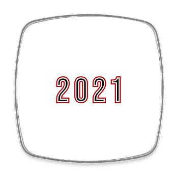 2021 Jahr Zahl - Viereckiger Kühlschrankmagnet - Weiß - Vorne