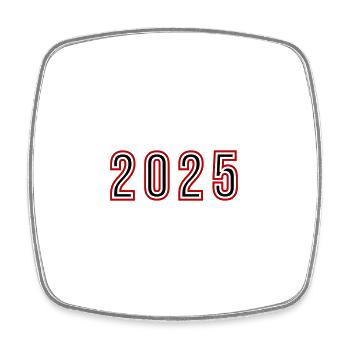 2025 Jahr Zahl - Viereckiger Kühlschrankmagnet - Weiß - Vorne