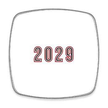 2029 Jahr Zahl - Viereckiger Kühlschrankmagnet - Weiß - Vorne