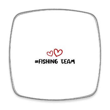 fishing team herz - Viereckiger Kühlschrankmagnet - Weiß - Vorne