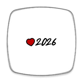 2026 year Heart - Square fridge magnet - white - Front