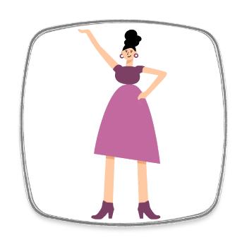 Frau im pinken Kleid - Viereckiger Kühlschrankmagnet - Weiß - Vorne