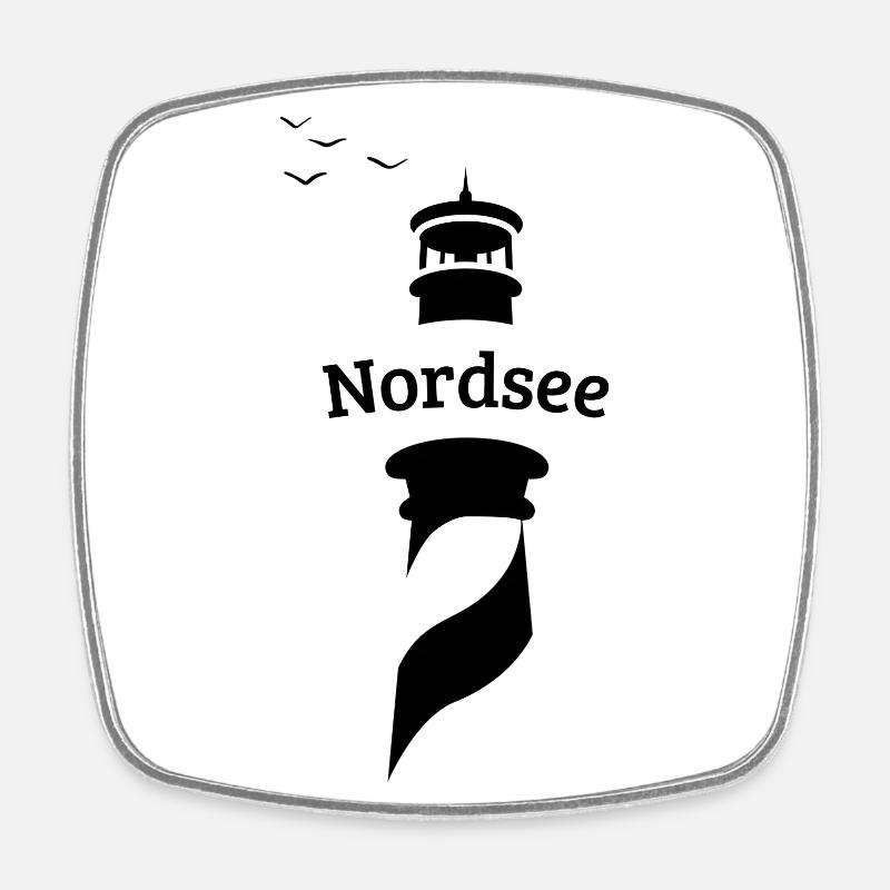 North Sea Lighthouse - Seagulls - Square fridge magnet - white