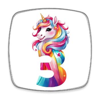 3ÈME ANNIVERSAIRE LICORNE - Magnet carré - blanc - Devant
