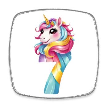 7. GEBURTSTAG EINHORN - Viereckiger Kühlschrankmagnet - Weiß - Vorne